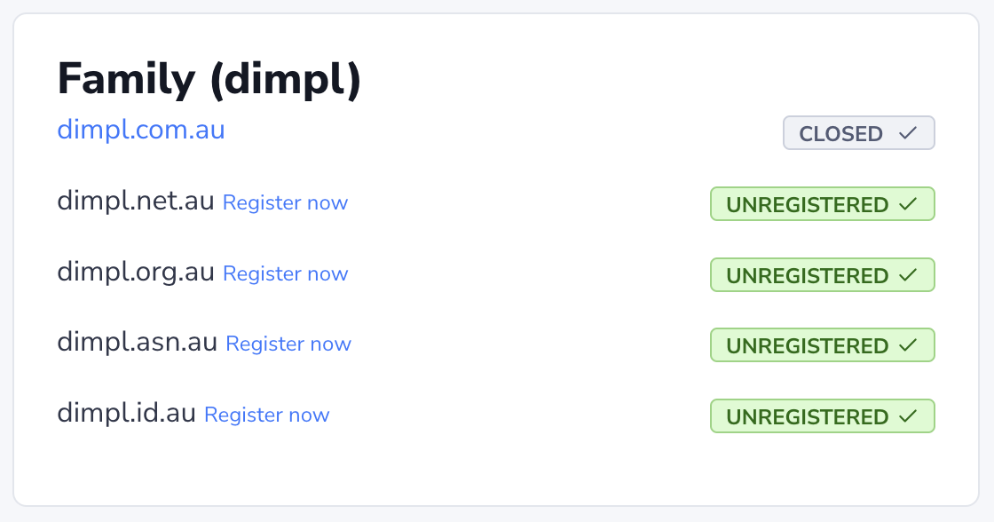 Domain statuses are displayed differently for public users and registrant users